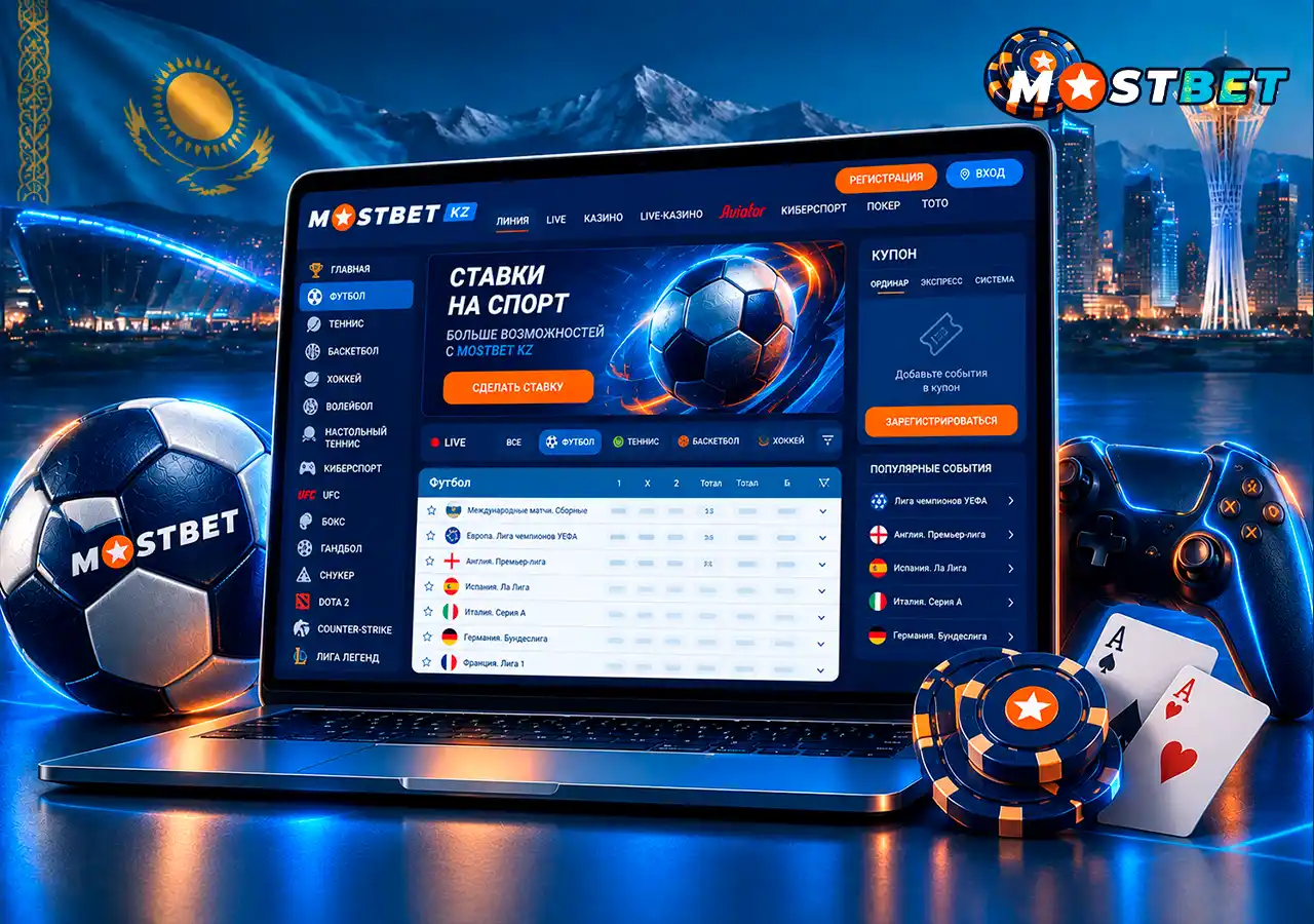 Спортивные ставки, киберспорт и покер в интерфейсе Mostbet.